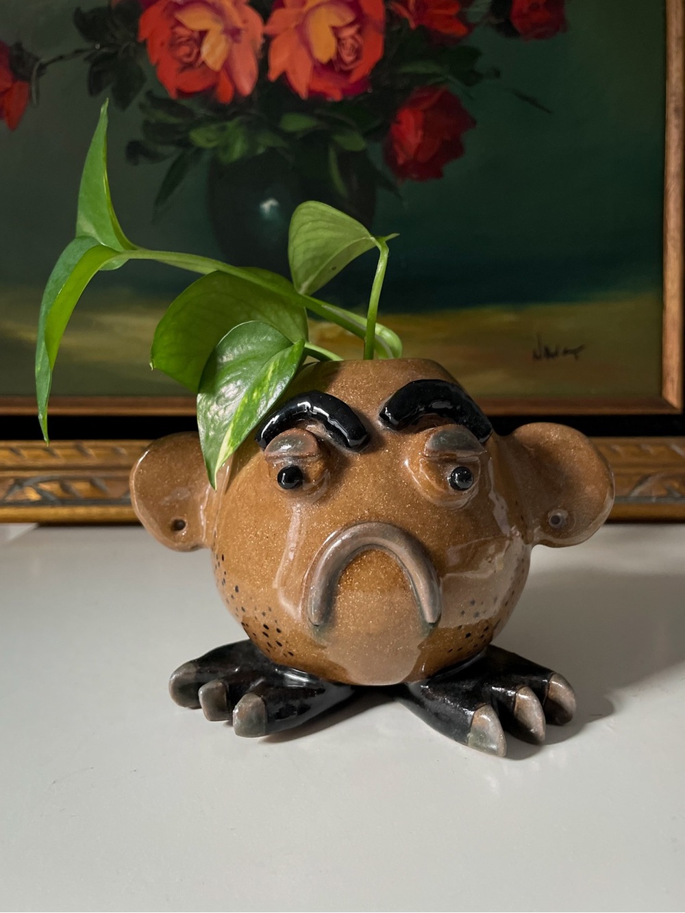 Studio Art Pottery Handmade Ugly Face Vessel Bud Vase/Candleholder - Picture 8 of 10